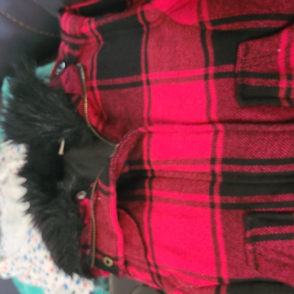 Red with fur on top vest
